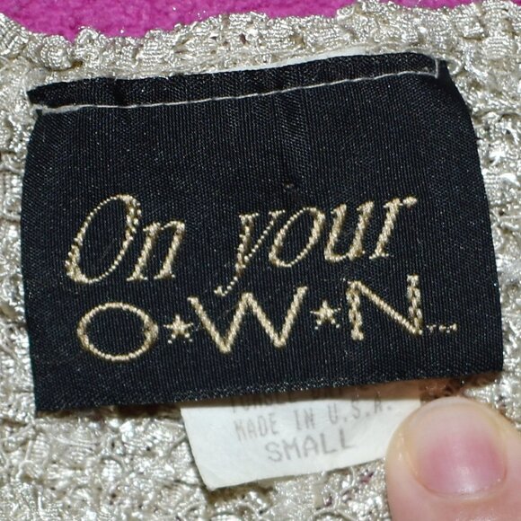 VTG 90s Y2K On Your Own Beige Popcorn Bubble Crinkle Short Sleeve Baby Tee Sz S - Picture 5 of 6